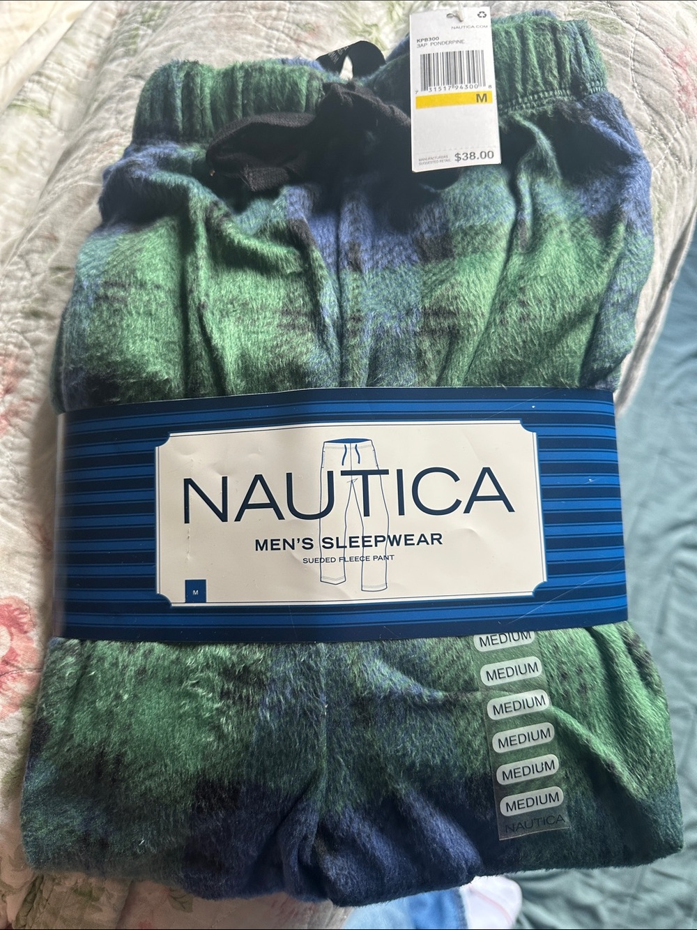 Nautica Green & Blue Tie-Dye Fleece pajama pants